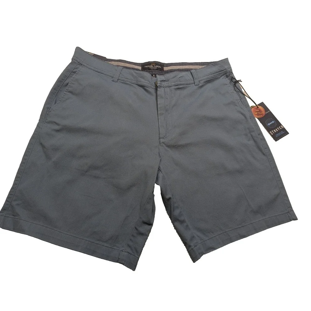 Nickel & Iron‎ Mens Stretch Chino Shorts Blue Gray NWT Form Function